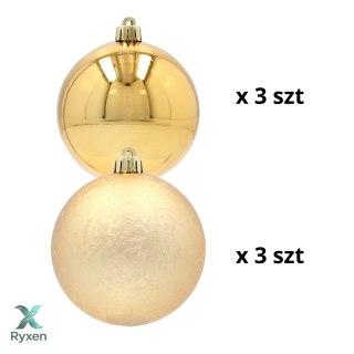 EKSKLUZYWNY ZESTAW 6 BOMBEK CHOINKOWYCH 8 CM - ZŁOTY Kamai Christmas Decorations