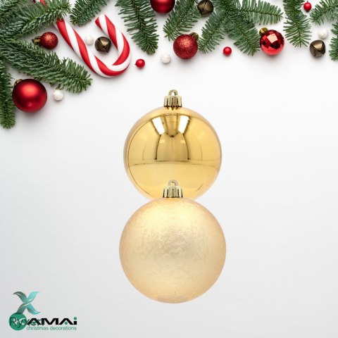 EKSKLUZYWNY ZESTAW 6 BOMBEK CHOINKOWYCH 8 CM - ZŁOTY Kamai Christmas Decorations