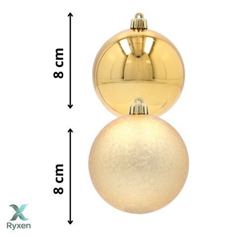 EKSKLUZYWNY ZESTAW 6 BOMBEK CHOINKOWYCH 8 CM - ZŁOTY Kamai Christmas Decorations