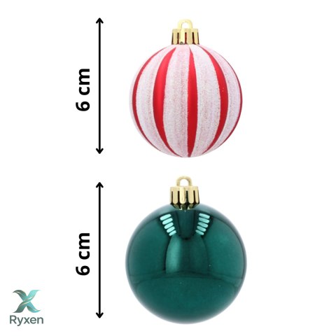EKSKLUZYWNY ZESTAW 8 BOMBEK 6 CM - BIAŁY-CZERWONY/ZIELONY MIX WZORÓW Kamai Christmas Decorations