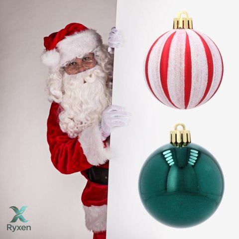 EKSKLUZYWNY ZESTAW 8 BOMBEK 6 CM - BIAŁY-CZERWONY/ZIELONY MIX WZORÓW Kamai Christmas Decorations