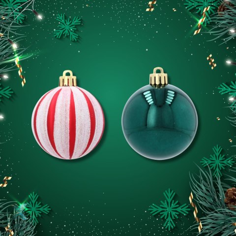 EKSKLUZYWNY ZESTAW 8 BOMBEK 6 CM - BIAŁY-CZERWONY/ZIELONY MIX WZORÓW Kamai Christmas Decorations