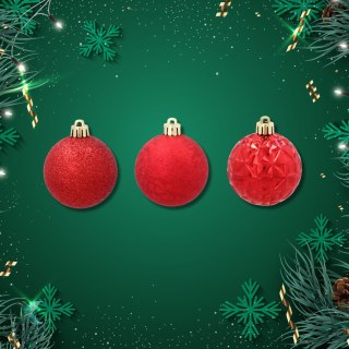 EKSKLUZYWNY ZESTAW 9 BOMBEK CHOINKOWYCH O ŚREDNICY 6 CM - CZERWONY Kamai Christmas Decorations
