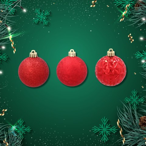 EKSKLUZYWNY ZESTAW 9 BOMBEK CHOINKOWYCH O ŚREDNICY 6 CM - CZERWONY Kamai Christmas Decorations