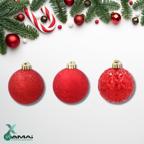 EKSKLUZYWNY ZESTAW 9 BOMBEK CHOINKOWYCH O ŚREDNICY 6 CM - CZERWONY Kamai Christmas Decorations