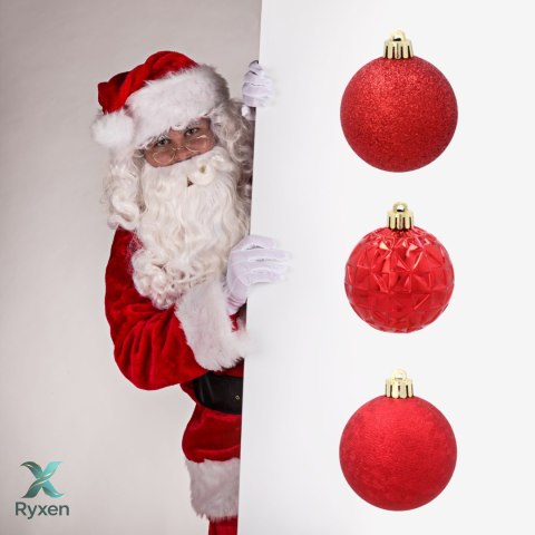 EKSKLUZYWNY ZESTAW 9 BOMBEK CHOINKOWYCH O ŚREDNICY 6 CM - CZERWONY Kamai Christmas Decorations