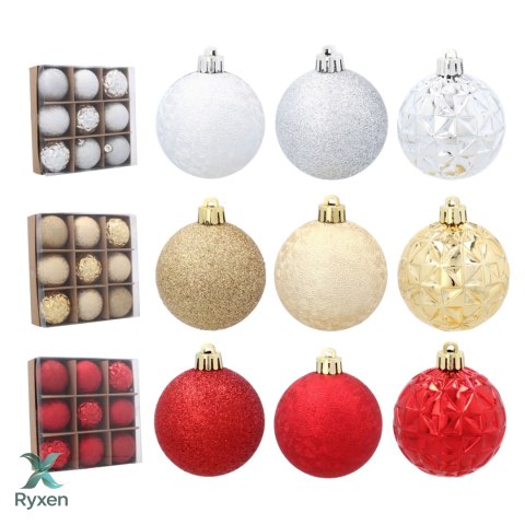 EKSKLUZYWNY ZESTAW 9 BOMBEK CHOINKOWYCH O ŚREDNICY 6 CM - CZERWONY Kamai Christmas Decorations