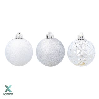 EKSKLUZYWNY ZESTAW 9 BOMBEK CHOINKOWYCH O ŚREDNICY 6 CM - SREBRNY Kamai Christmas Decorations