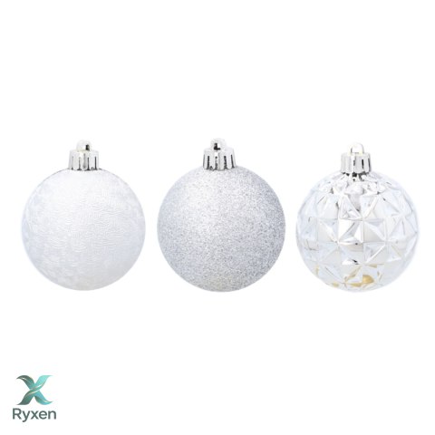 EKSKLUZYWNY ZESTAW 9 BOMBEK CHOINKOWYCH O ŚREDNICY 6 CM - SREBRNY Kamai Christmas Decorations