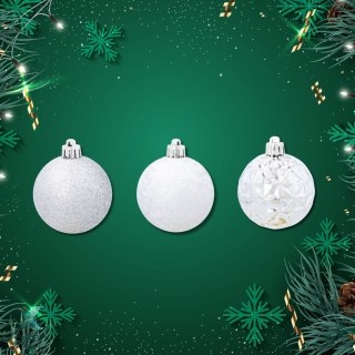 EKSKLUZYWNY ZESTAW 9 BOMBEK CHOINKOWYCH O ŚREDNICY 6 CM - SREBRNY Kamai Christmas Decorations