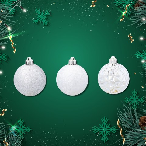 EKSKLUZYWNY ZESTAW 9 BOMBEK CHOINKOWYCH O ŚREDNICY 6 CM - SREBRNY Kamai Christmas Decorations