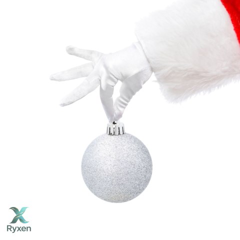EKSKLUZYWNY ZESTAW 9 BOMBEK CHOINKOWYCH O ŚREDNICY 6 CM - SREBRNY Kamai Christmas Decorations