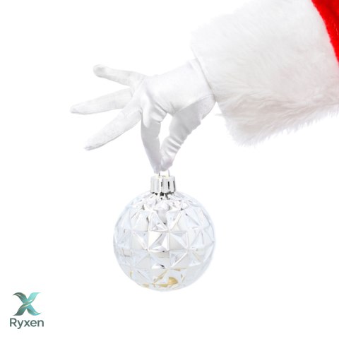 EKSKLUZYWNY ZESTAW 9 BOMBEK CHOINKOWYCH O ŚREDNICY 6 CM - SREBRNY Kamai Christmas Decorations