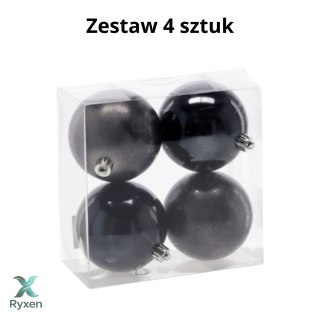 Ekskluzywna Bombka Choinkowa od Kamai Christmas Decoration® - Kolor Antracyt, Komplet 4 Sztuk Kamai Christmas Decorations
