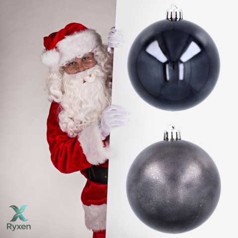 Ekskluzywna Bombka Choinkowa od Kamai Christmas Decoration® - Kolor Antracyt, Komplet 4 Sztuk Kamai Christmas Decorations