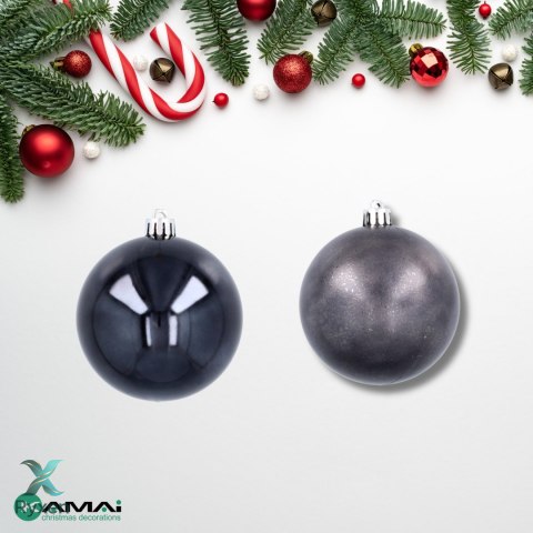 Ekskluzywna Bombka Choinkowa od Kamai Christmas Decoration® - Kolor Antracyt, Komplet 4 Sztuk Kamai Christmas Decorations