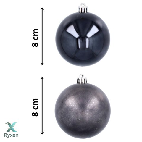 Ekskluzywna Bombka Choinkowa od Kamai Christmas Decoration® - Kolor Antracyt, Komplet 4 Sztuk Kamai Christmas Decorations