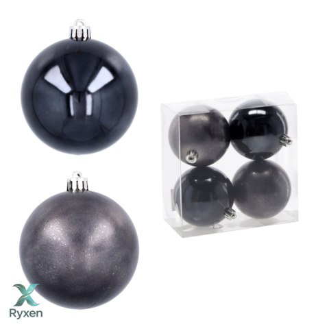 Ekskluzywna Bombka Choinkowa od Kamai Christmas Decoration® - Kolor Antracyt, Komplet 4 Sztuk Kamai Christmas Decorations