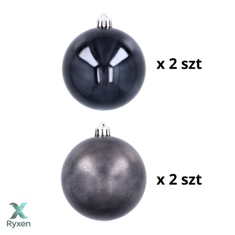 Ekskluzywna Bombka Choinkowa od Kamai Christmas Decoration® - Kolor Antracyt, Komplet 4 Sztuk Kamai Christmas Decorations