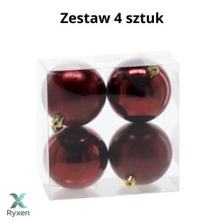 Ekskluzywna Bombka Choinkowa od Kamai Christmas Decoration® - Kolor Burgund, Komplet 4 Sztuk Kamai Christmas Decorations
