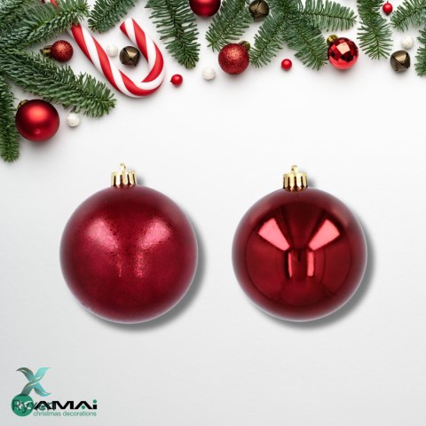 Ekskluzywna Bombka Choinkowa od Kamai Christmas Decoration® - Kolor Burgund, Komplet 4 Sztuk Kamai Christmas Decorations