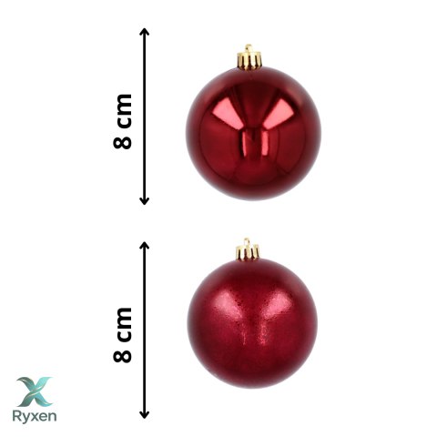 Ekskluzywna Bombka Choinkowa od Kamai Christmas Decoration® - Kolor Burgund, Komplet 4 Sztuk Kamai Christmas Decorations