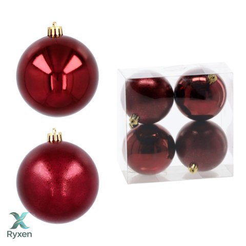 Ekskluzywna Bombka Choinkowa od Kamai Christmas Decoration® - Kolor Burgund, Komplet 4 Sztuk Kamai Christmas Decorations
