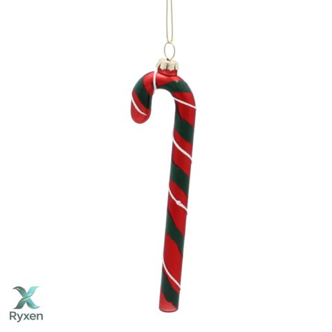 Eleganckie Ozdoby Świąteczne "Czerwono-Zielona Laseczka Cukrowa" z Szkła od Kamai Christmas Decoration® Kamai Christmas Decorations