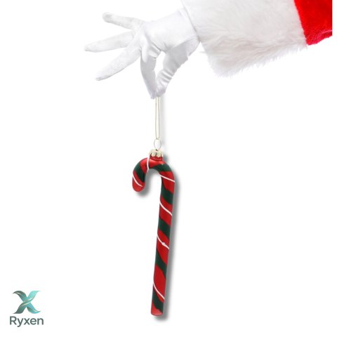Eleganckie Ozdoby Świąteczne "Czerwono-Zielona Laseczka Cukrowa" z Szkła od Kamai Christmas Decoration® Kamai Christmas Decorations
