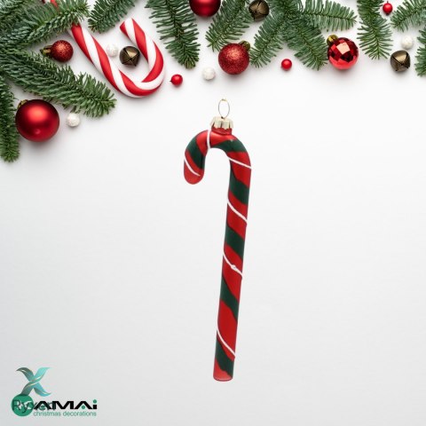 Eleganckie Ozdoby Świąteczne "Czerwono-Zielona Laseczka Cukrowa" z Szkła od Kamai Christmas Decoration® Kamai Christmas Decorations
