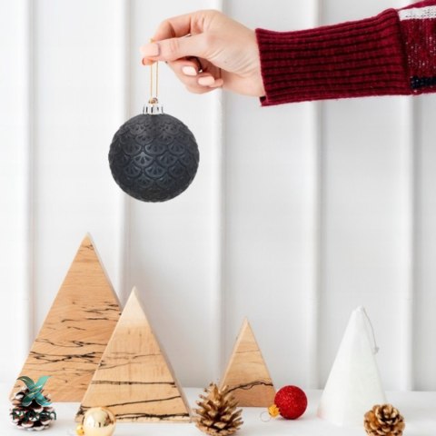Komplet 19 Bombek Choinkowych Kamai Christmas Decoration® - Kolor Antracyt z Gwiazdą na Czubek Kamai Christmas Decorations