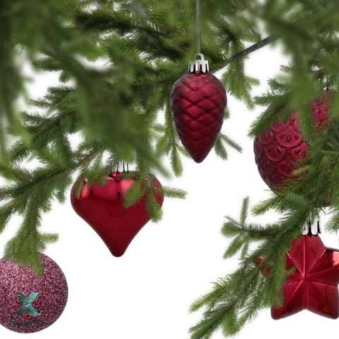 Komplet 19 Bombek Choinkowych Kamai Christmas Decoration® - Kolor Burgund z Gwiazdą na Czubek Kamai Christmas Decorations