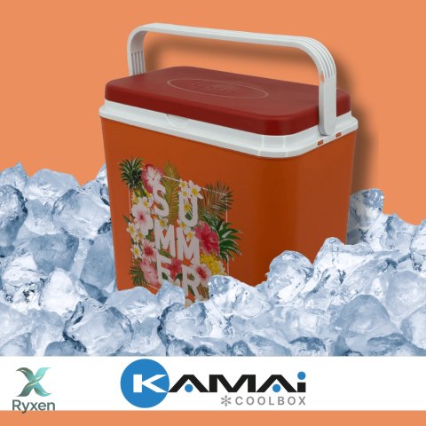Lodówka CEGECO 24L Pomarańczowa z Kwiatkami Kamai Kamai COOLBOX