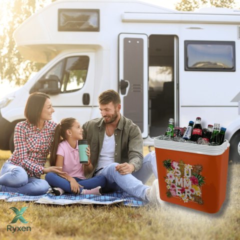 Lodówka CEGECO 24L Pomarańczowa z Kwiatkami Kamai Kamai COOLBOX