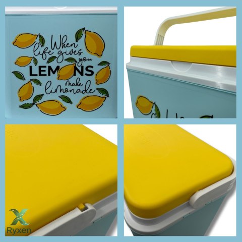 Lodówka CEGECO 24L Jasnoniebieska wzór Lemoniada Kamai Kamai COOLBOX