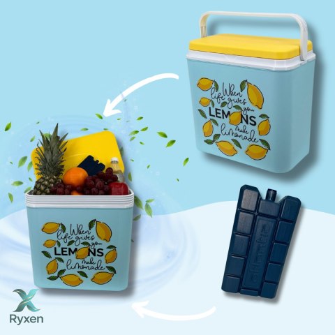 Lodówka CEGECO 24L Jasnoniebieska wzór Lemoniada Kamai Kamai COOLBOX