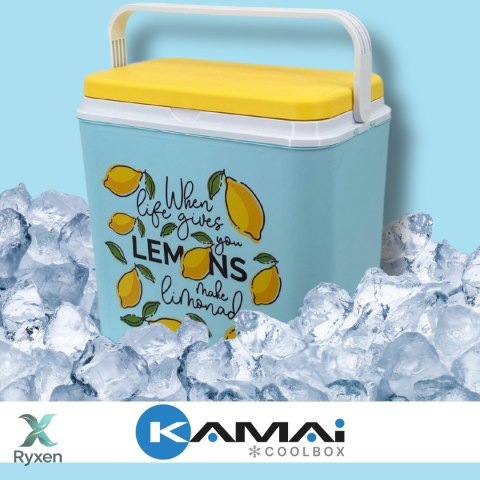 Lodówka CEGECO 24L Jasnoniebieska wzór Lemoniada Kamai Kamai COOLBOX