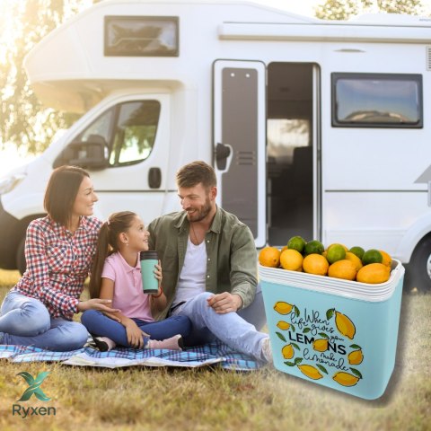 Lodówka CEGECO 24L Jasnoniebieska wzór Lemoniada Kamai Kamai COOLBOX