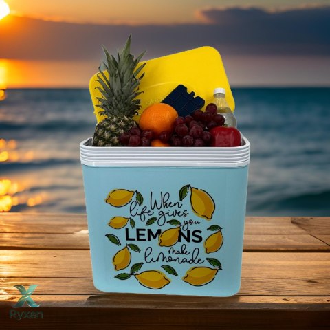 Lodówka CEGECO 24L Jasnoniebieska wzór Lemoniada Kamai Kamai COOLBOX