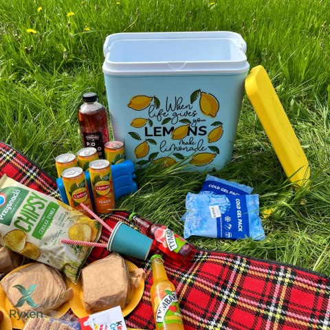 Lodówka CEGECO 24L Jasnoniebieska wzór Lemoniada Kamai Kamai COOLBOX