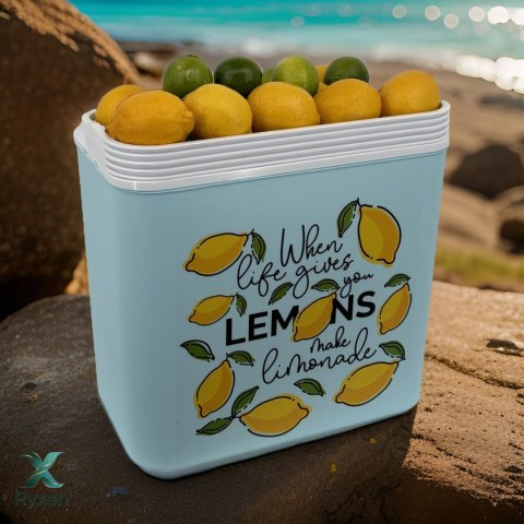 Lodówka CEGECO 24L Jasnoniebieska wzór Lemoniada Kamai Kamai COOLBOX