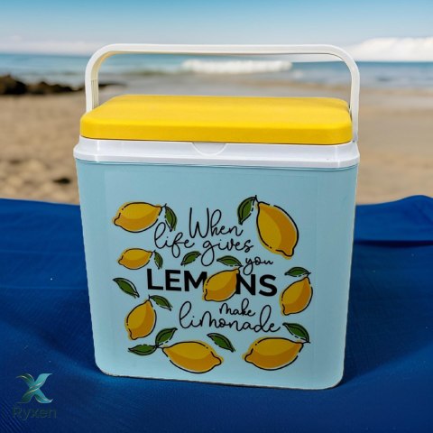 Lodówka CEGECO 24L Jasnoniebieska wzór Lemoniada Kamai Kamai COOLBOX