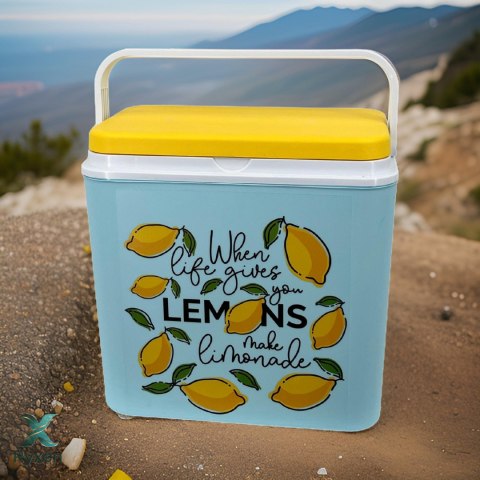 Lodówka CEGECO 24L Jasnoniebieska wzór Lemoniada Kamai Kamai COOLBOX