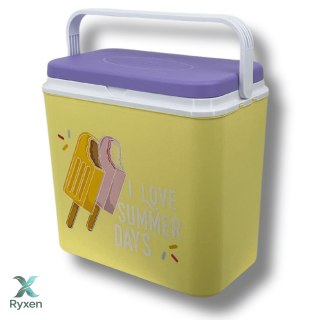 Lodówka turystyczna 24 L na wkłady mrożące, żółta wzór Lody, wymiary 40x38,5x24 cm Kamai COOLBOX