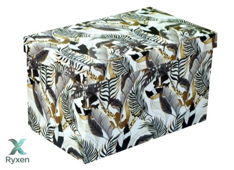 Pudełko dekoracyjne, porządkowe 300x180x190 mm kaszerowane PALMA 2 - LIŚCIE Kamai