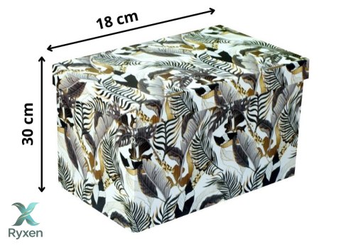 Pudełko dekoracyjne, porządkowe 300x180x190 mm kaszerowane PALMA 2 - LIŚCIE Kamai