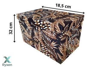 Pudełko dekoracyjne, porządkowe 300x180x190 mm kaszerowane PAPROCIE czarno-złote Kamai
