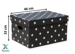 Pudełko dekoracyjne, porządkowe 460x320x330 mm GWIAZDKI czarno-białe Kamai