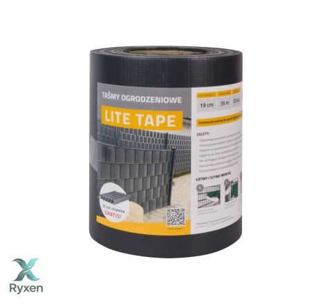 Taśma ogrodzeniowa GRAFIT 19cm x 35mb LITE PVC 450g/m2 + 20 klipsów GRATIS Thermoplast