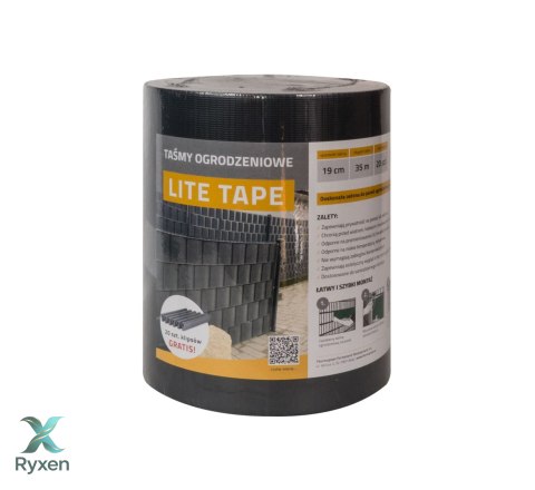 Taśma ogrodzeniowa GRAFIT 19cm x 35mb LITE PVC 450g/m2 + 20 klipsów GRATIS Thermoplast